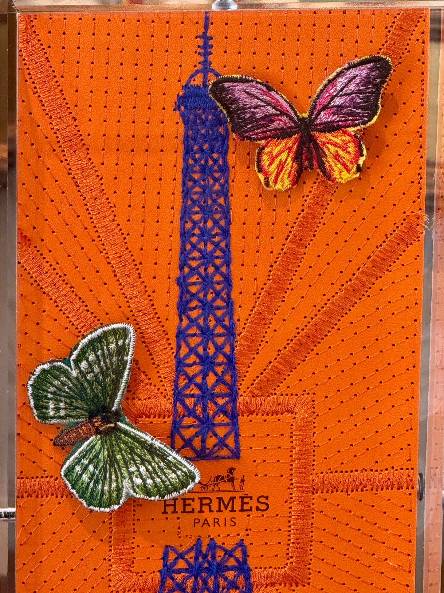 Stephen Wilson Hermes Eiffel Tower Butterflies in Acrylic Shadowbox