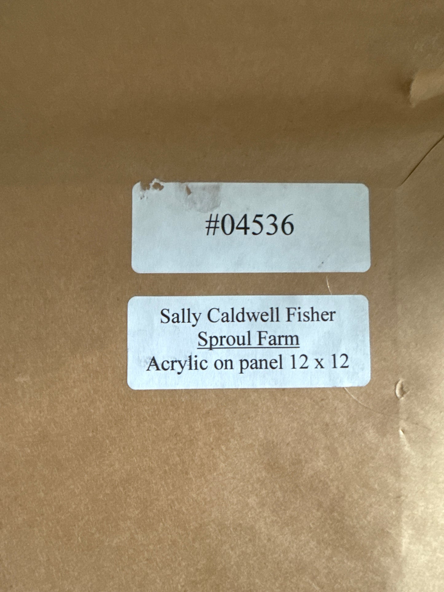 Sally Caldwell Fisher Sproul Farm Houses in Landscape Painting in Gold Frame