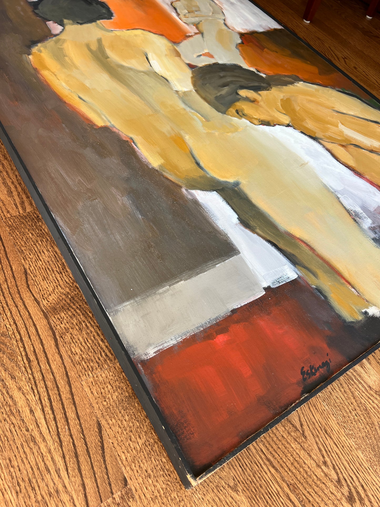 Roger Eskenazi Mid Century Oil Painting “Nudes in Black and Red”