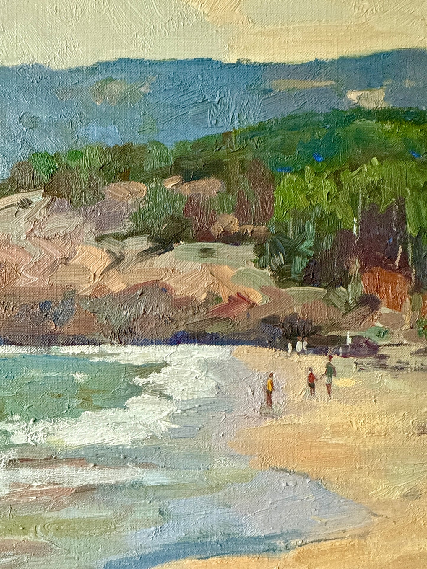 Michael Graves Sand Beach Acadia Bar Harbor Maine Oil Painting Beach Seascape in Gold Frame