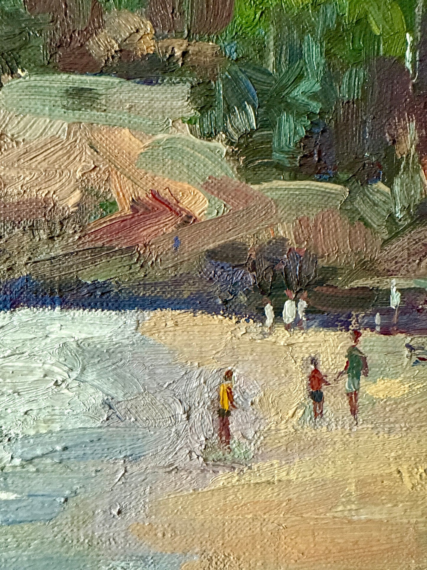 Michael Graves Sand Beach Acadia Bar Harbor Maine Oil Painting Beach Seascape in Gold Frame