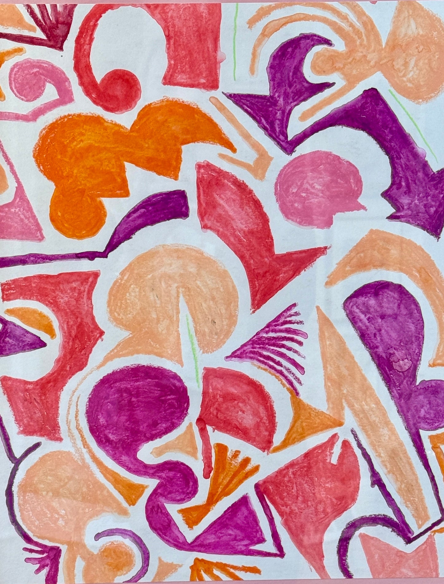 Peter Frederick Briscoe Snow Pink Abstract Watercolor Painting in Gold Frame