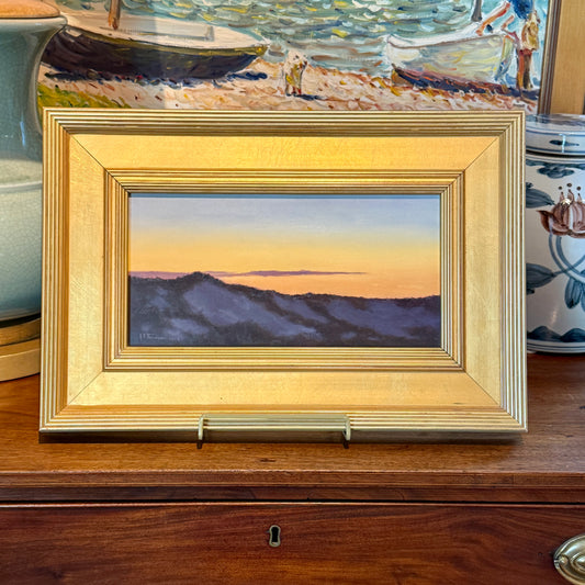 Anthony R. Thompson Waiting for Sunrise Seascape Oil Painting in Gold Frame