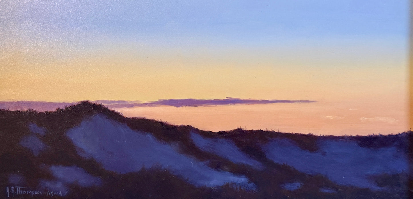 Anthony R. Thompson Waiting for Sunrise Seascape Oil Painting in Gold Frame