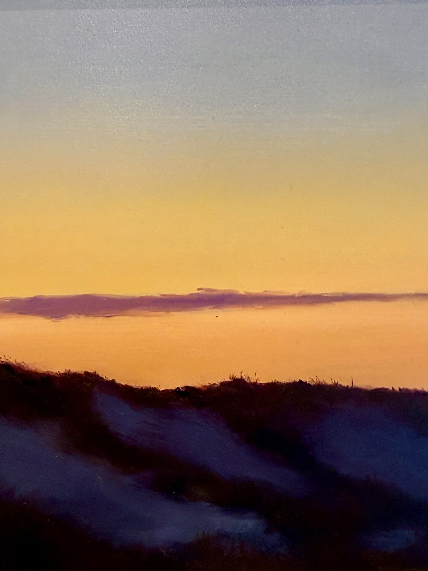 Anthony R. Thompson Waiting for Sunrise Seascape Oil Painting in Gold Frame