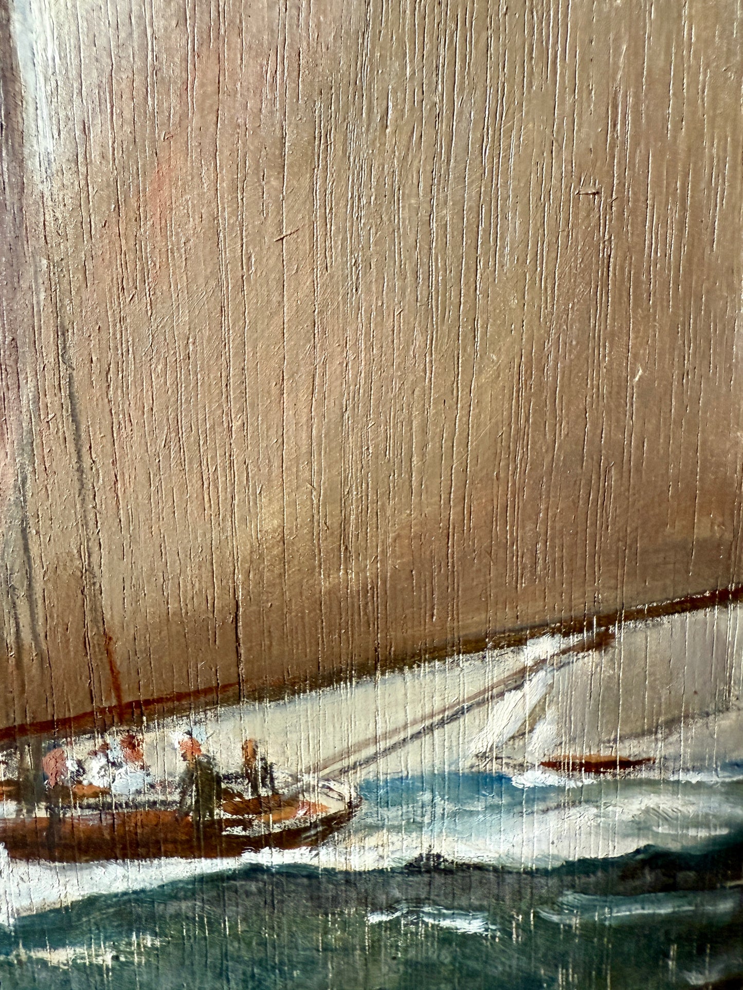 Arnold Whitman Knauth A Fair Wind Sailboat Portrait in Seascape Oil Painting in Black Frame