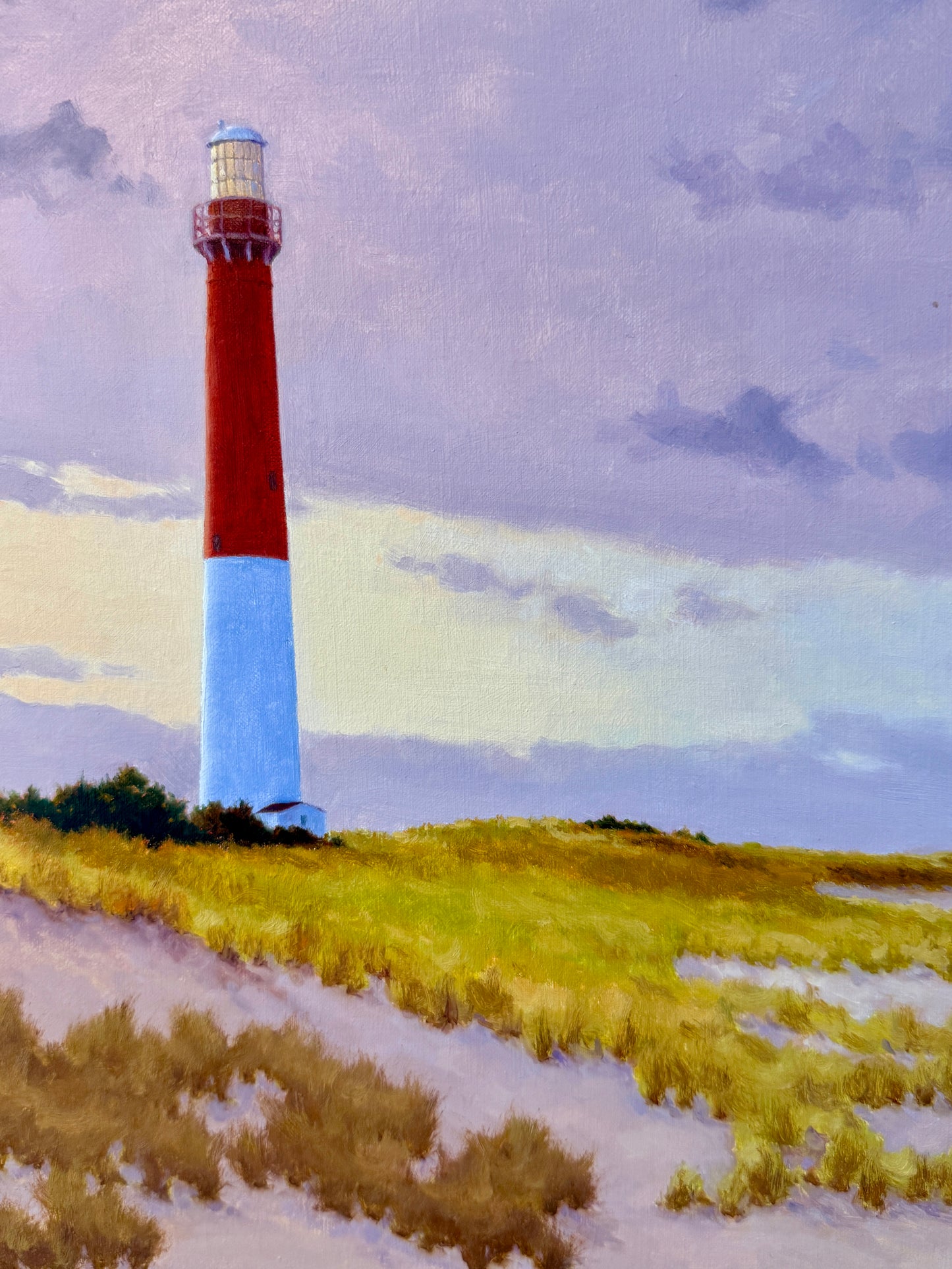 Anthony R. Thompson Barnegat Light Long Beach Island NJ LBI Coastal Landscape Oil Painting in Gold Frame