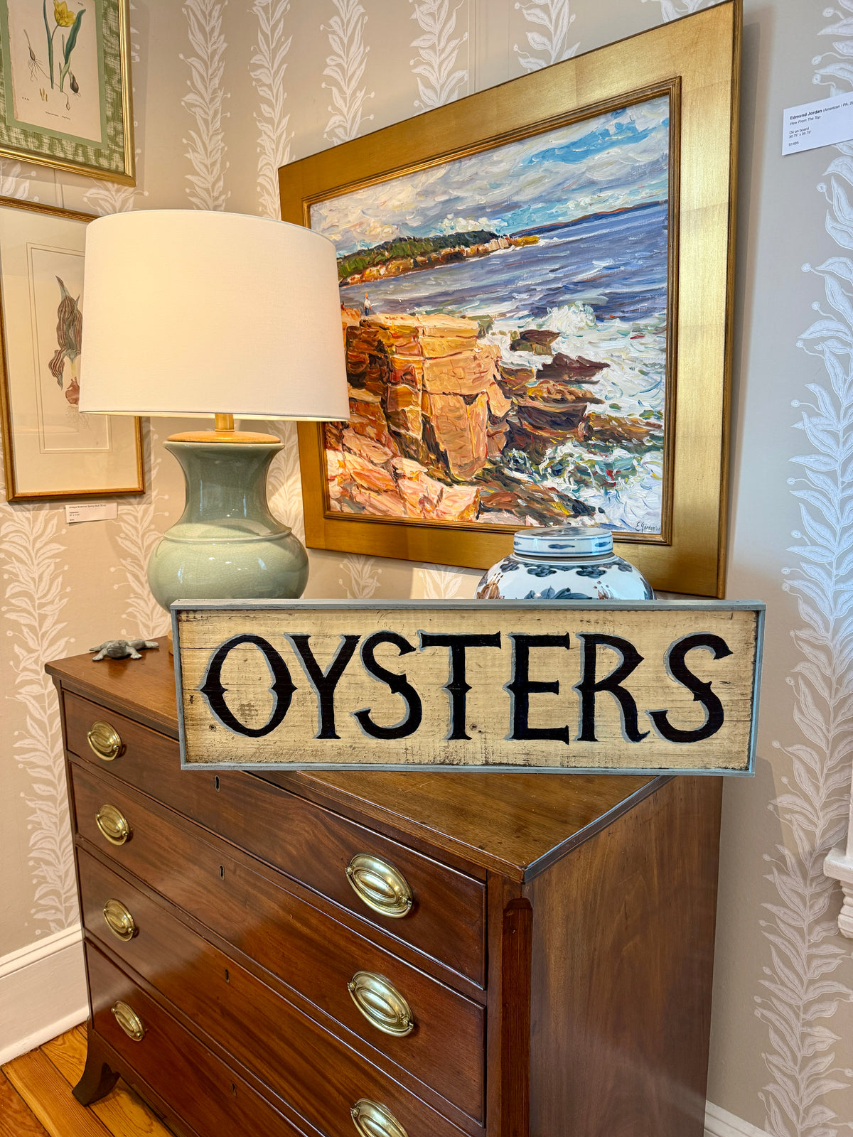 Hand Painted Barn Wood "Oysters" Trade Sign
