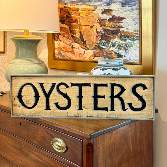 Hand Painted Barn Wood "Oysters" Trade Sign