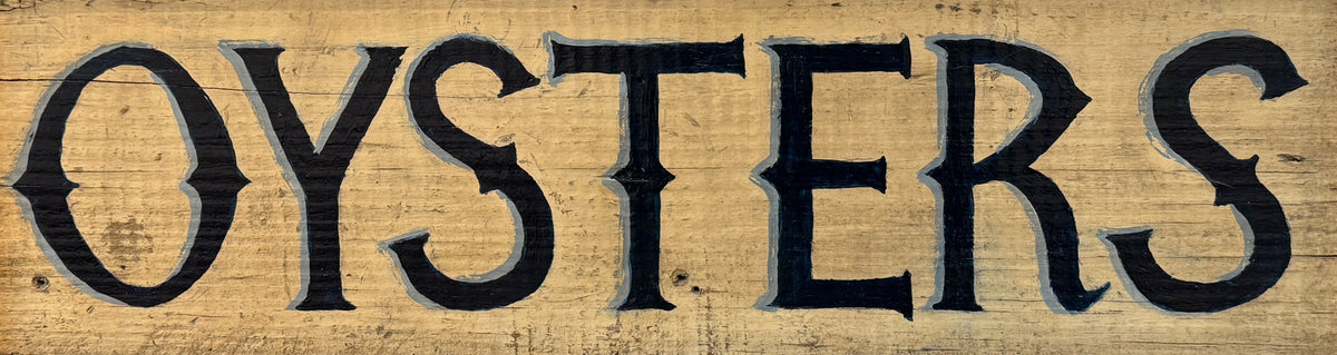 Hand Painted Barn Wood "Oysters" Trade Sign