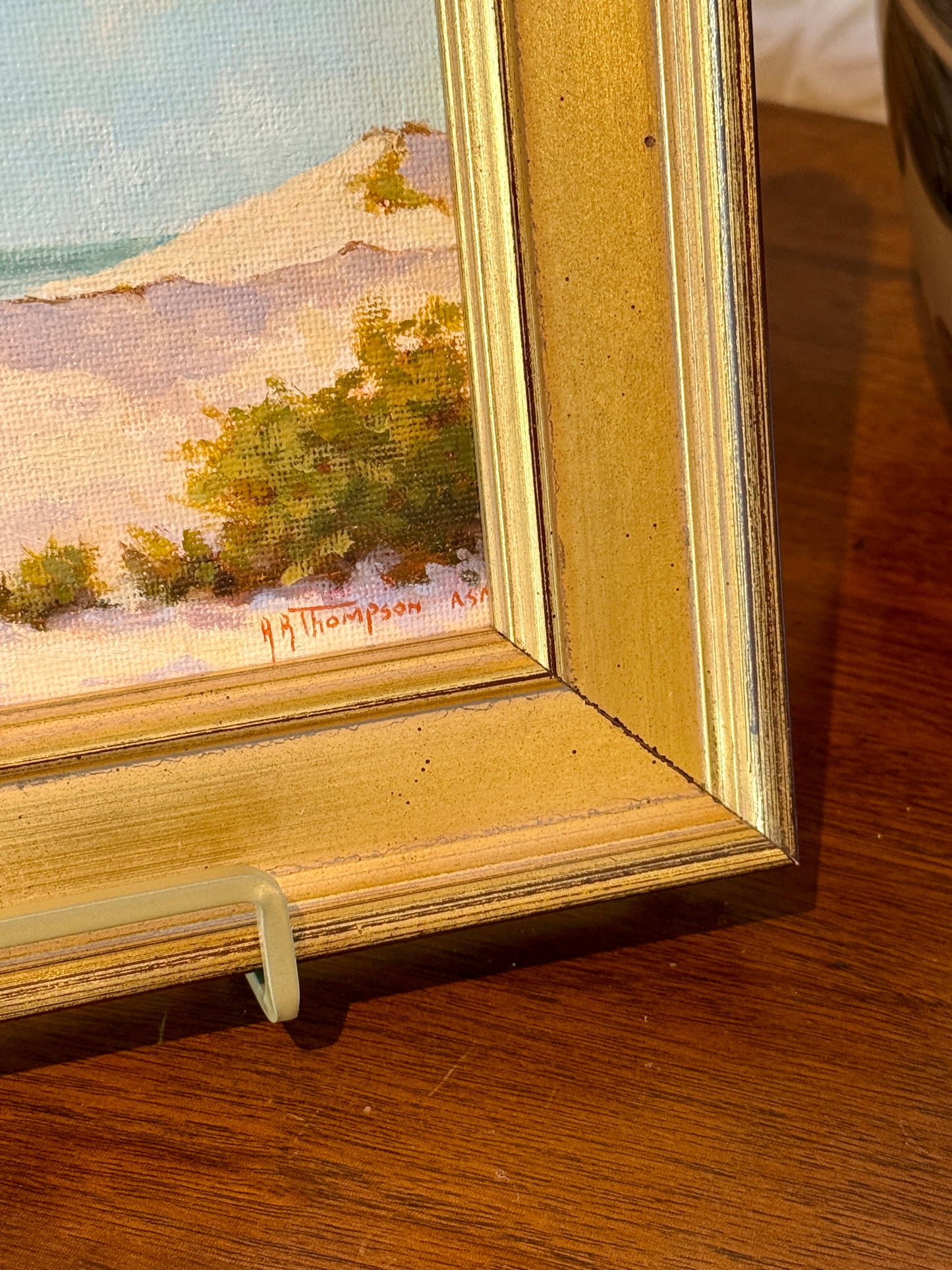 Anthony R. Thompson Assateaugue Island Dunes Coastal Landscape Oil Painting in Gold Frame