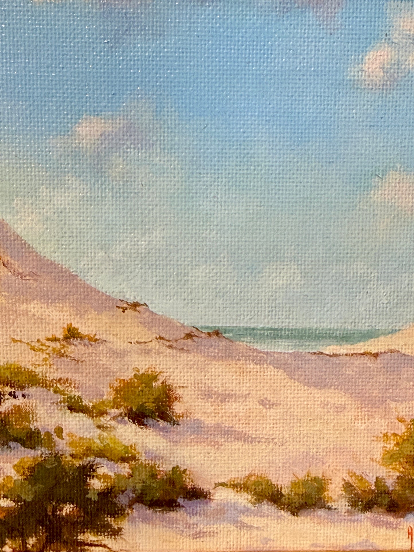 Anthony R. Thompson Assateaugue Island Dunes Coastal Landscape Oil Painting in Gold Frame