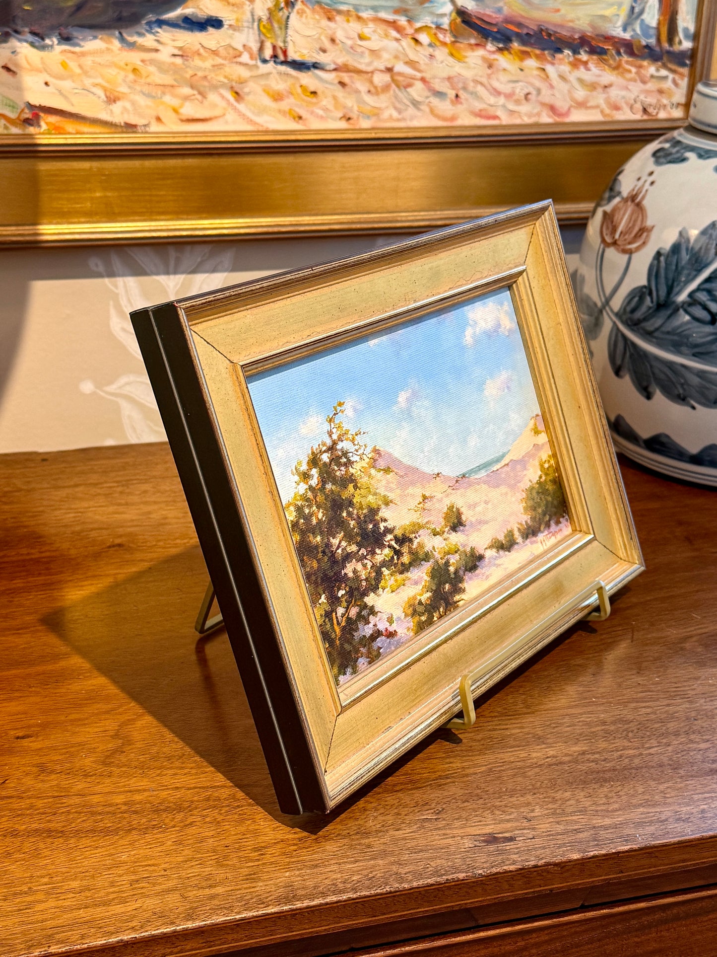 Anthony R. Thompson Assateaugue Island Dunes Coastal Landscape Oil Painting in Gold Frame