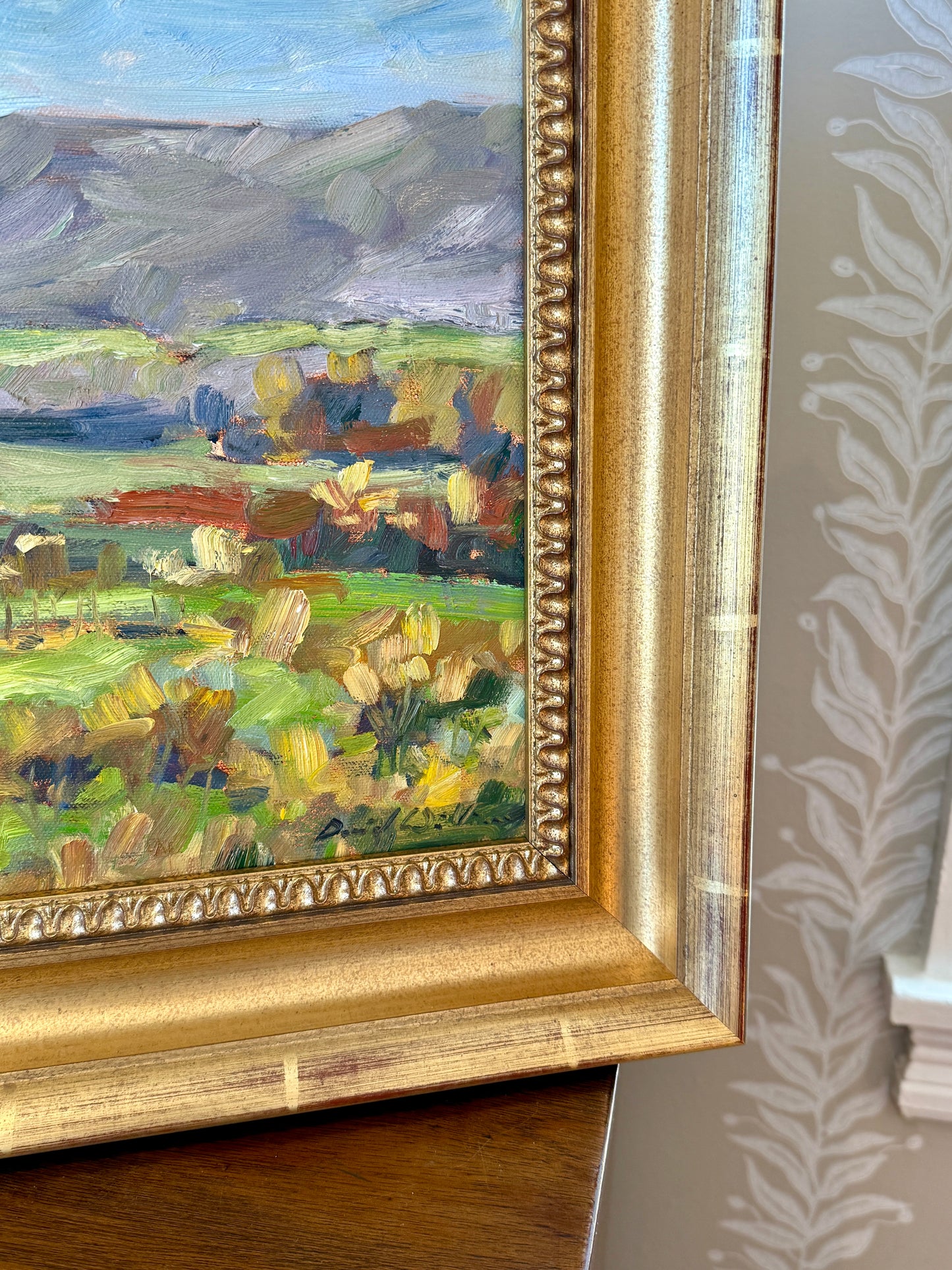 David A. Williams Autumn View Landscape Oil Painting in Deep Gold Frame
