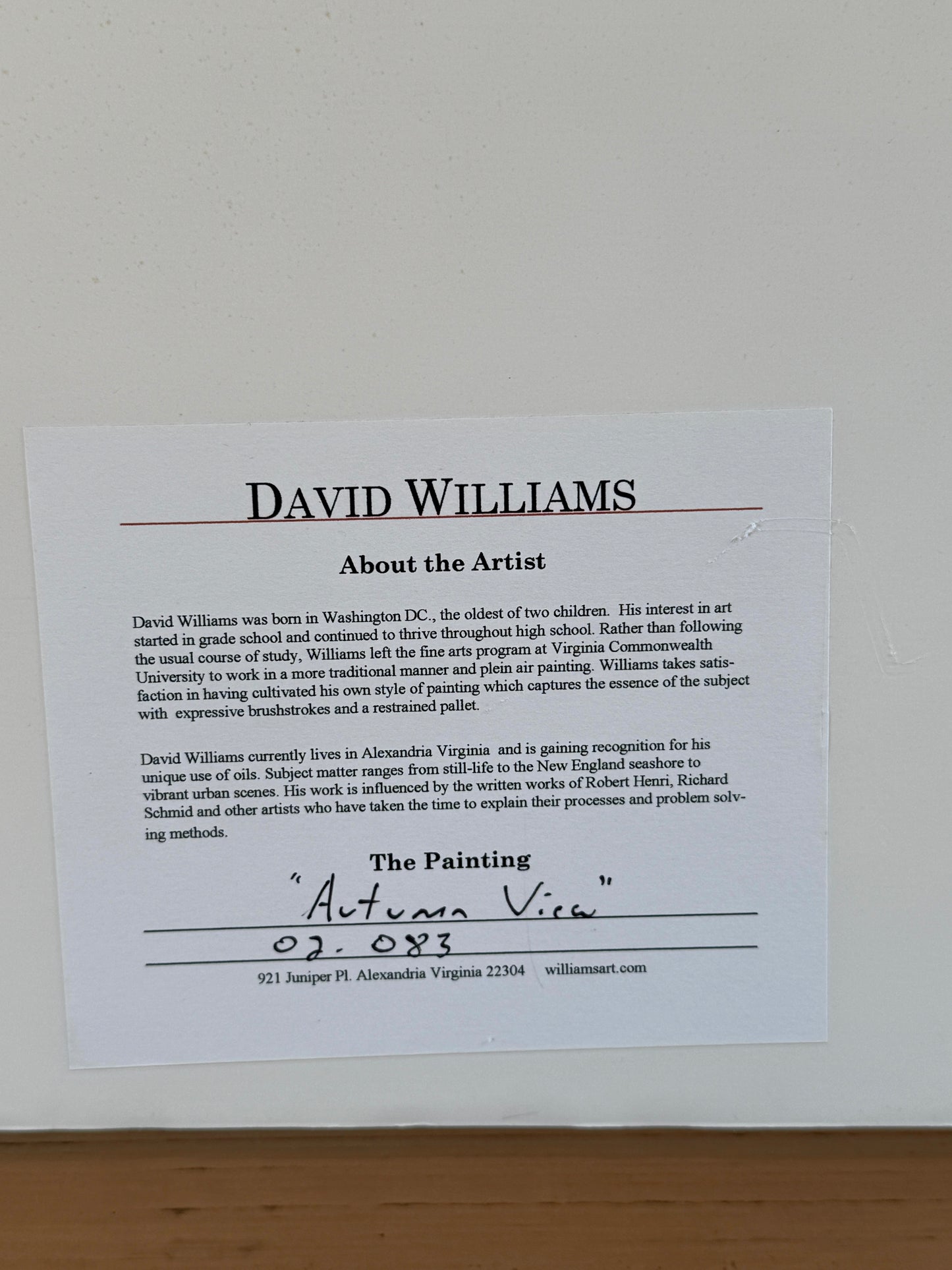 David A. Williams Autumn View Landscape Oil Painting in Deep Gold Frame
