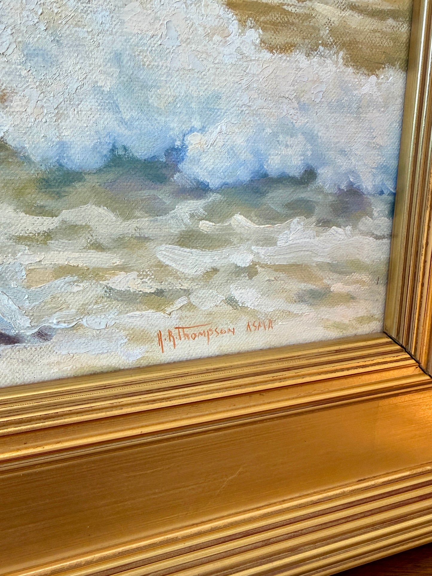 Anthony R. Thompson Cliffs of Moher Ireland Seascape Oil Painting in Gold Frame