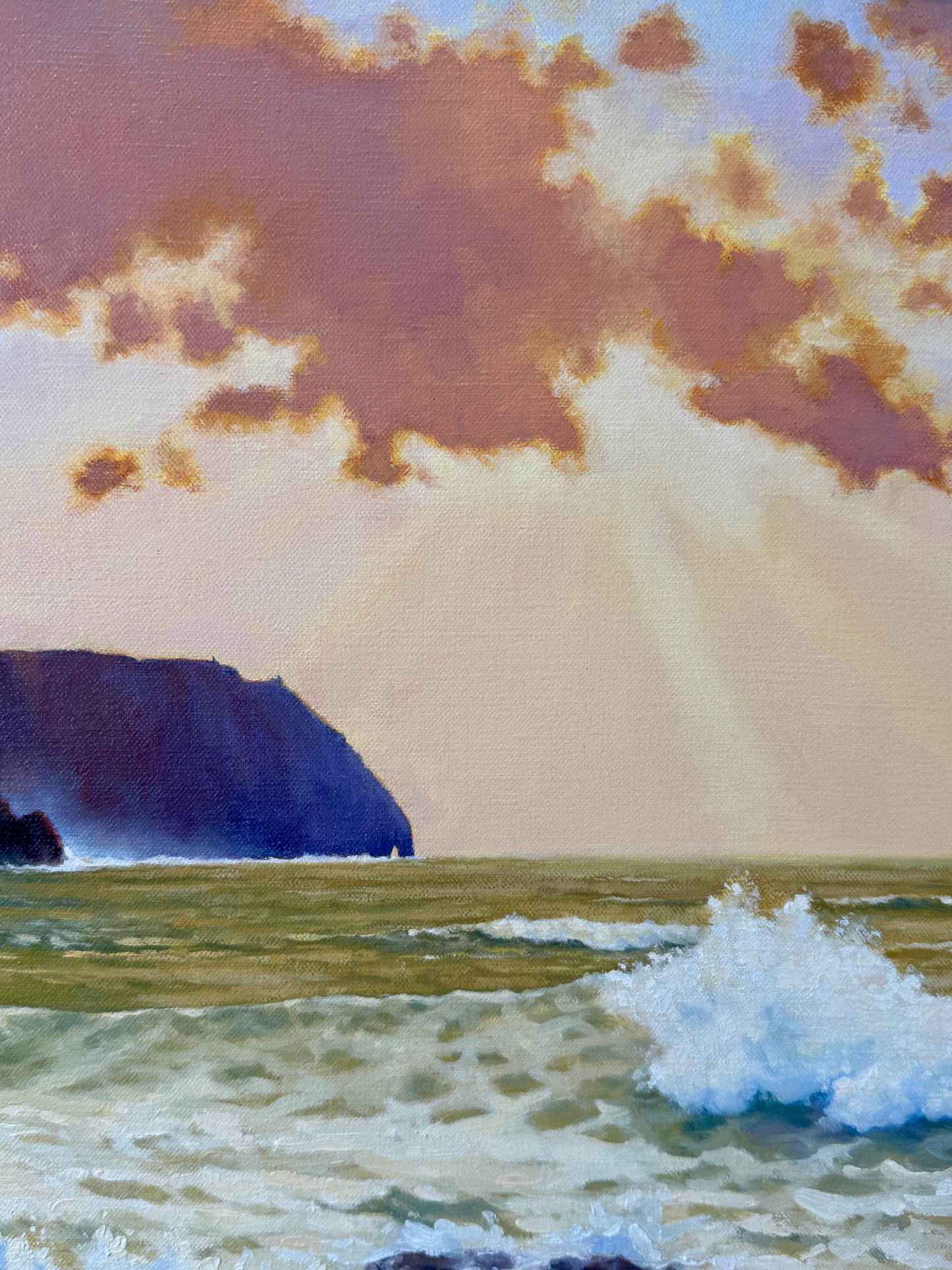 Anthony R. Thompson Cliffs of Moher Ireland Seascape Oil Painting in Gold Frame