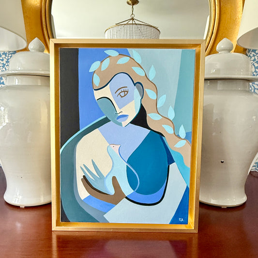 Rebecca Adler Eos Female Expressive Portrait Painting in Gold Frame