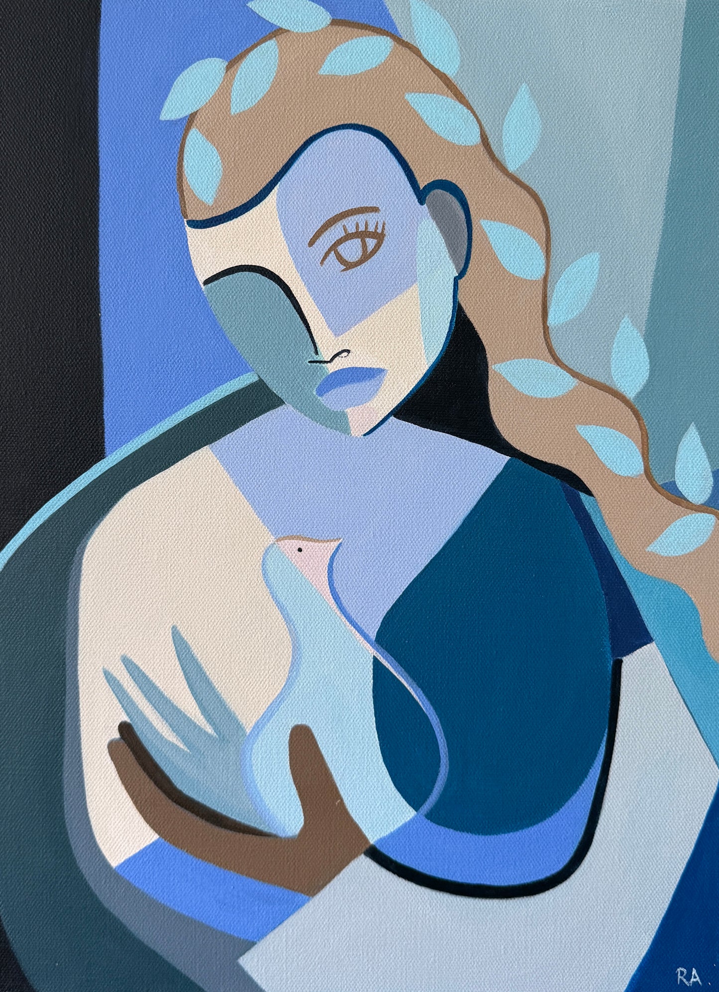 Rebecca Adler Eos Female Expressive Portrait Painting in Gold Frame