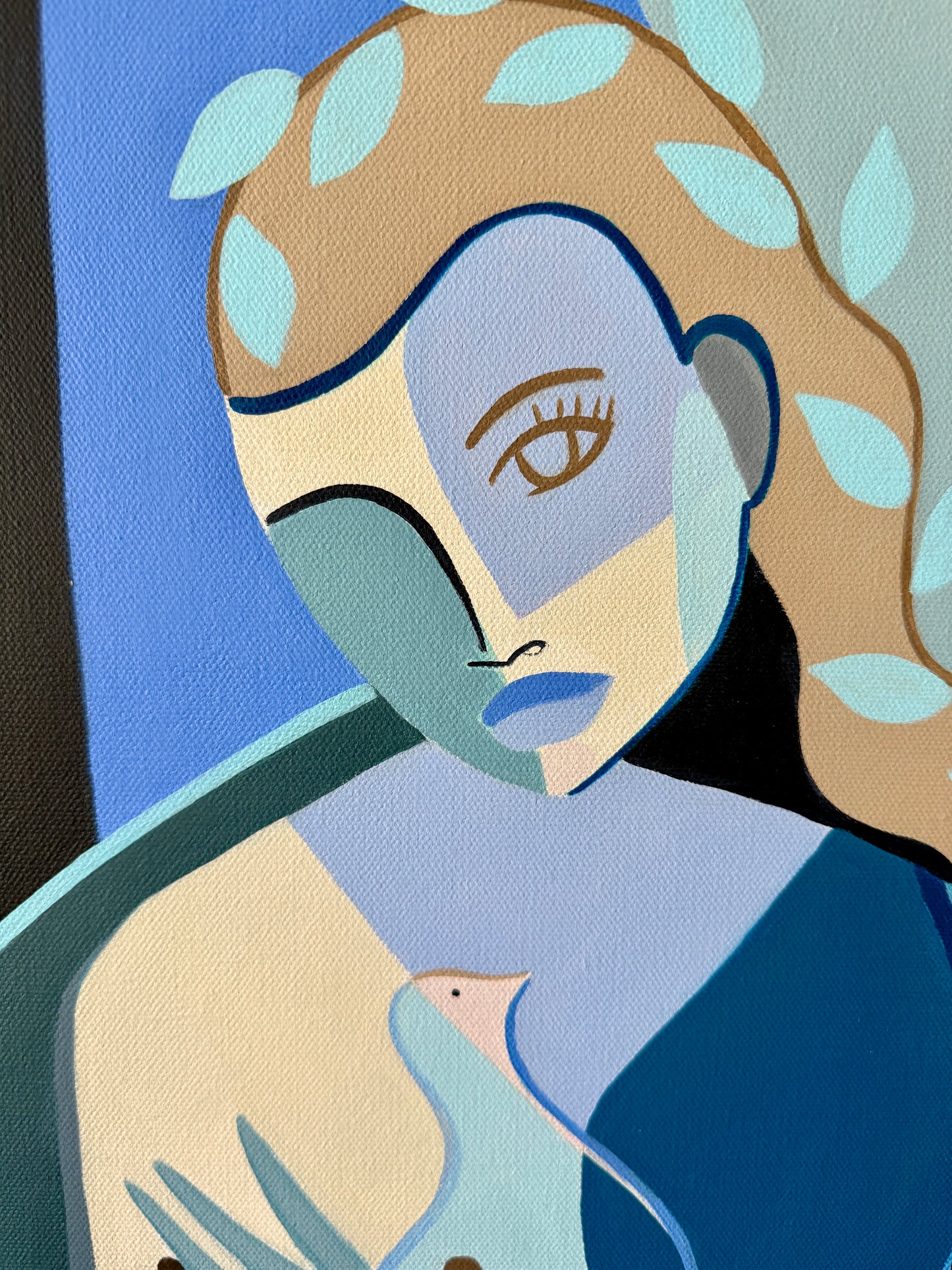 Rebecca Adler Eos Female Expressive Portrait Painting in Gold Frame