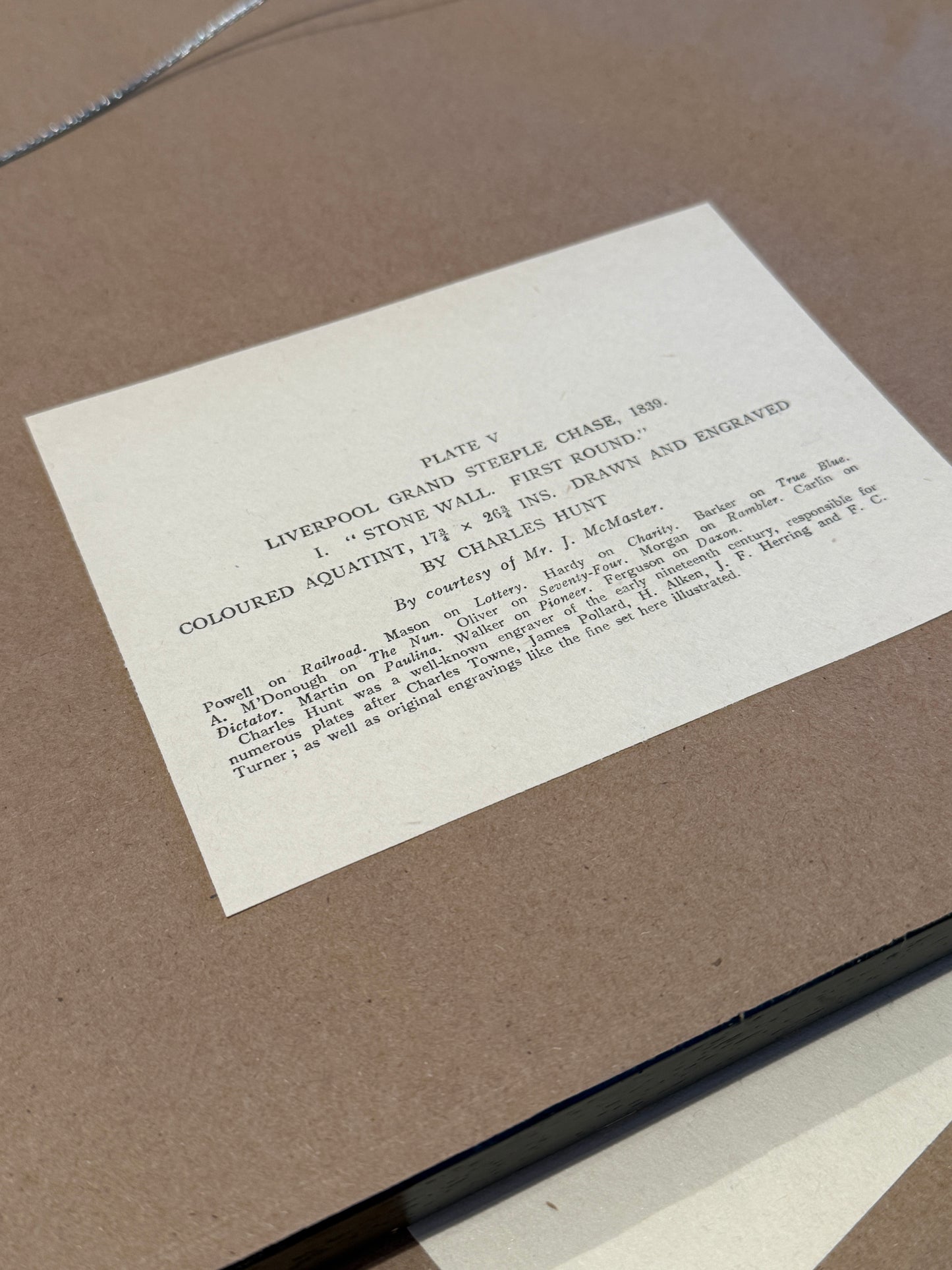 Pair of 19th Century 1839 Steeplechase Aquatint on Ralph Lauren Red Green Tartan Plaid in Burlwood Frames