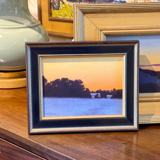 Anthony R. Thompson Morning View Farm Landscape Oil Painting in Black and Gold Frame