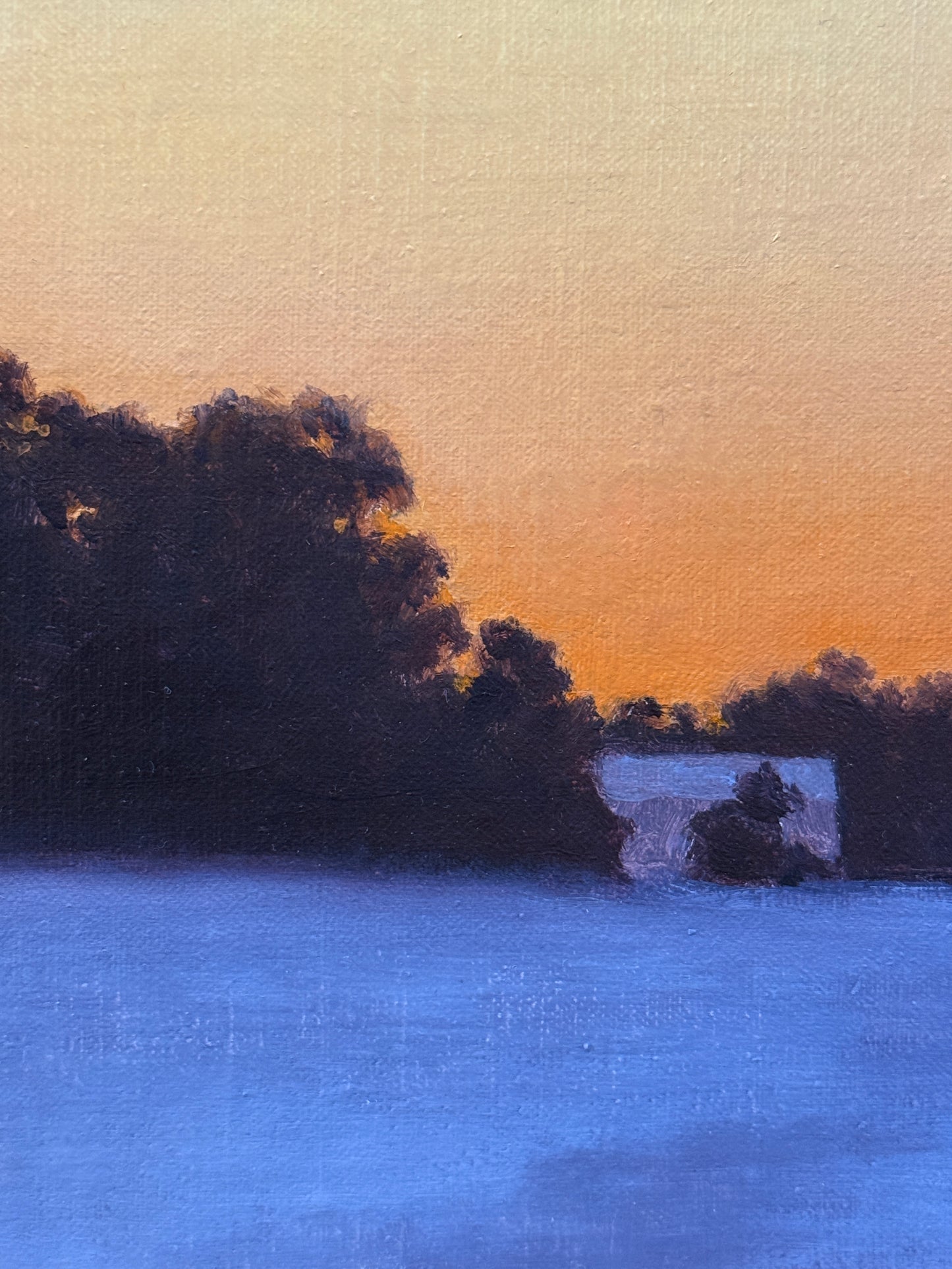 Anthony R. Thompson Morning View Farm Landscape Oil Painting in Black and Gold Frame