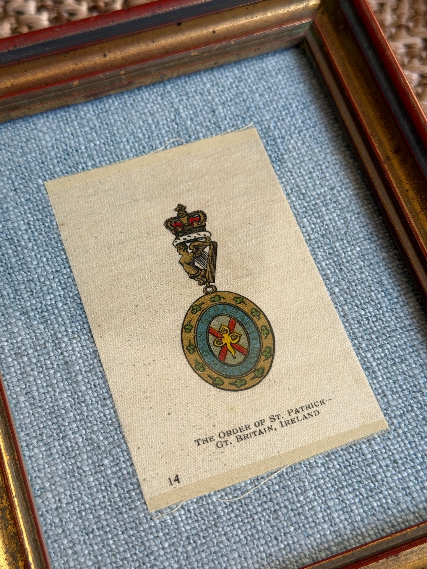 Set of 7 Pre - World War I Military Medals of Honor Antique Tobacco Silks in Vintage Frames