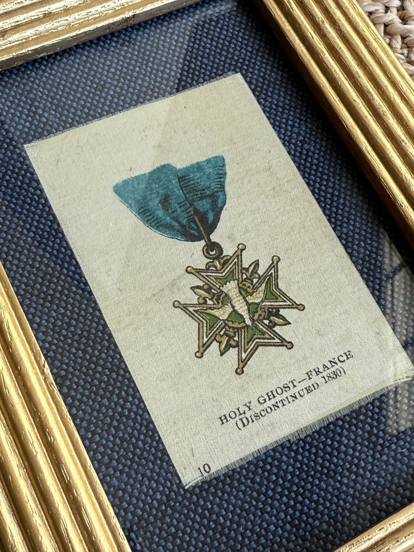 Set of 7 Pre - World War I Military Medals of Honor Antique Tobacco Silks in Vintage Frames