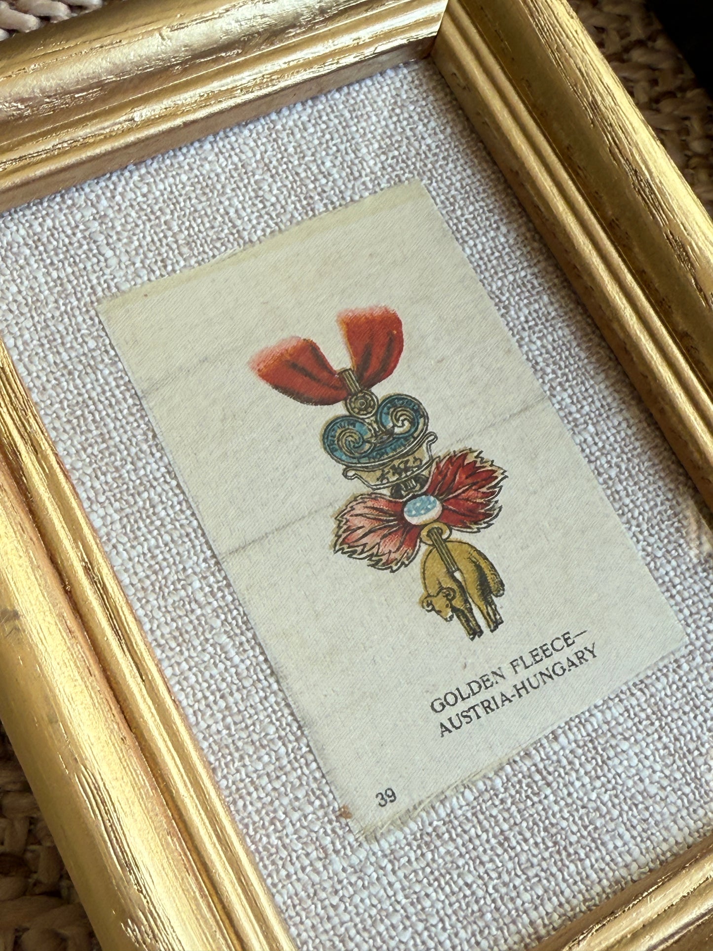 Set of 7 Pre - World War I Military Medals of Honor Antique Tobacco Silks in Vintage Frames