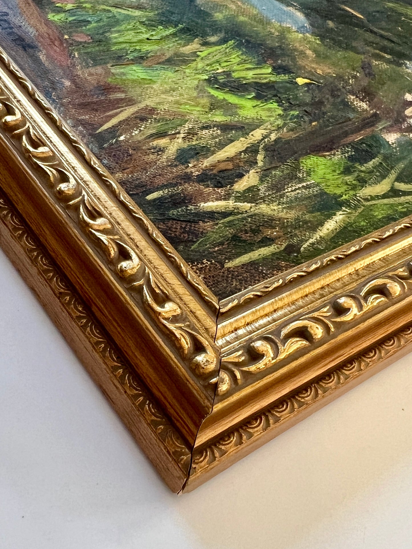 Grace van Sciver American Waterfront Landscape with Sailboats in Gold Frame