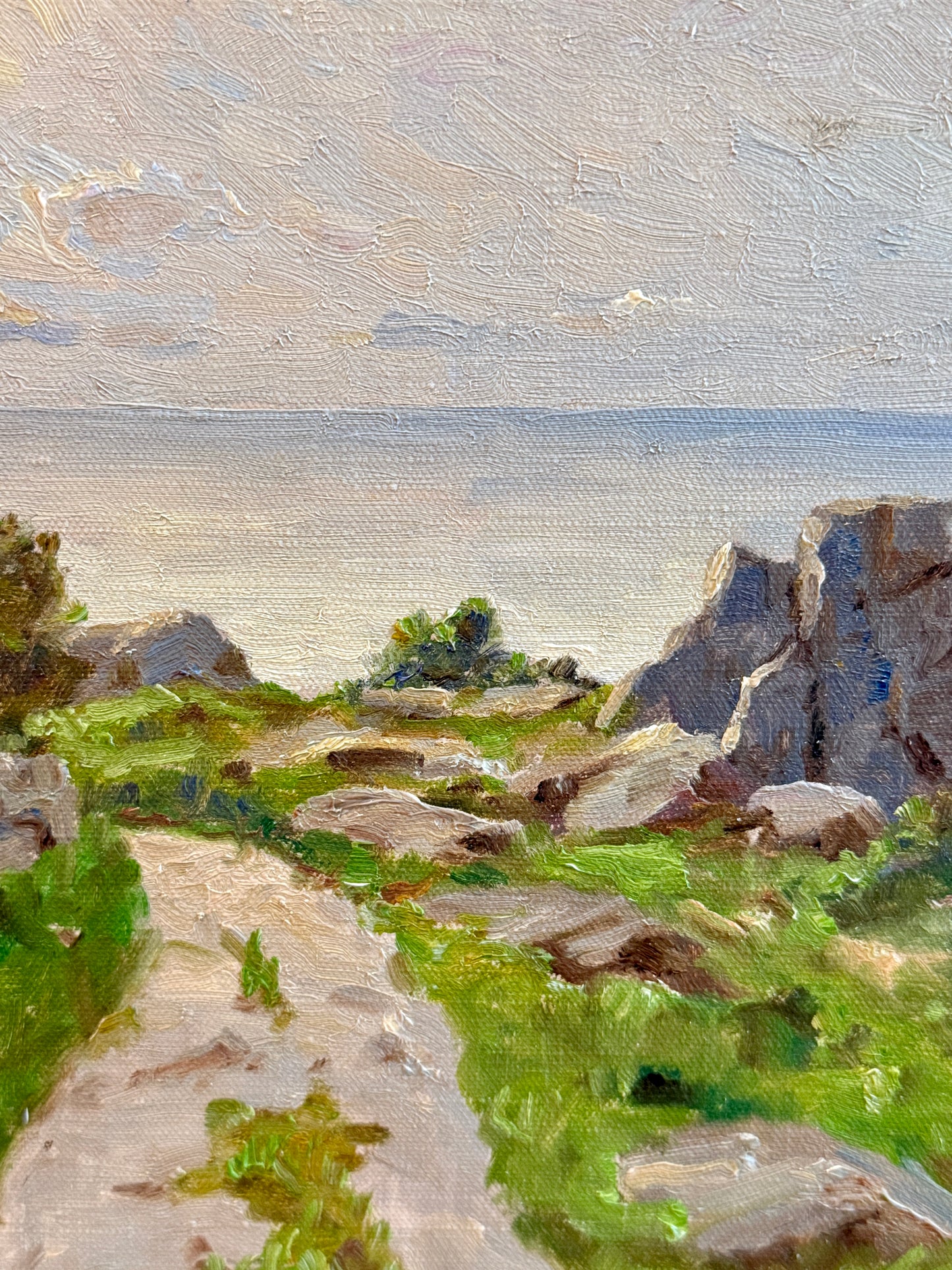 Alfred Gregers-Rasmussen Path to the Sea Coastal Landscape Oil Painting in Gold Frame