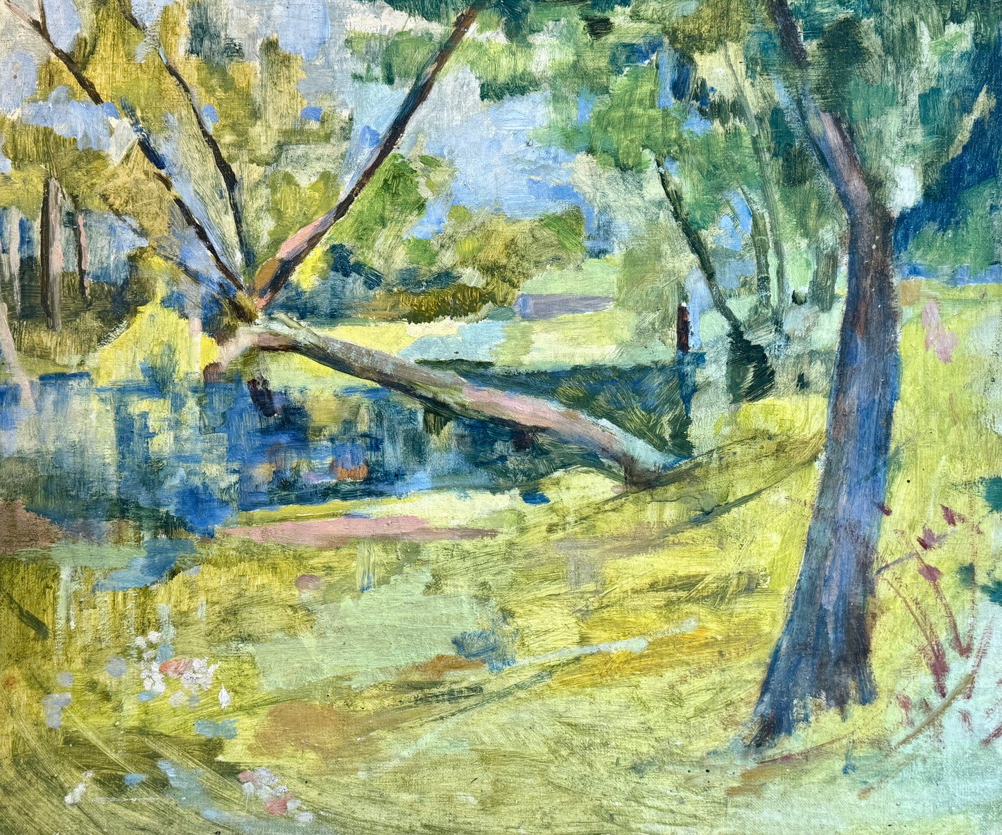 Joanne Thomson Walk in the Park Landscape Oil Painting in Gold Frame
