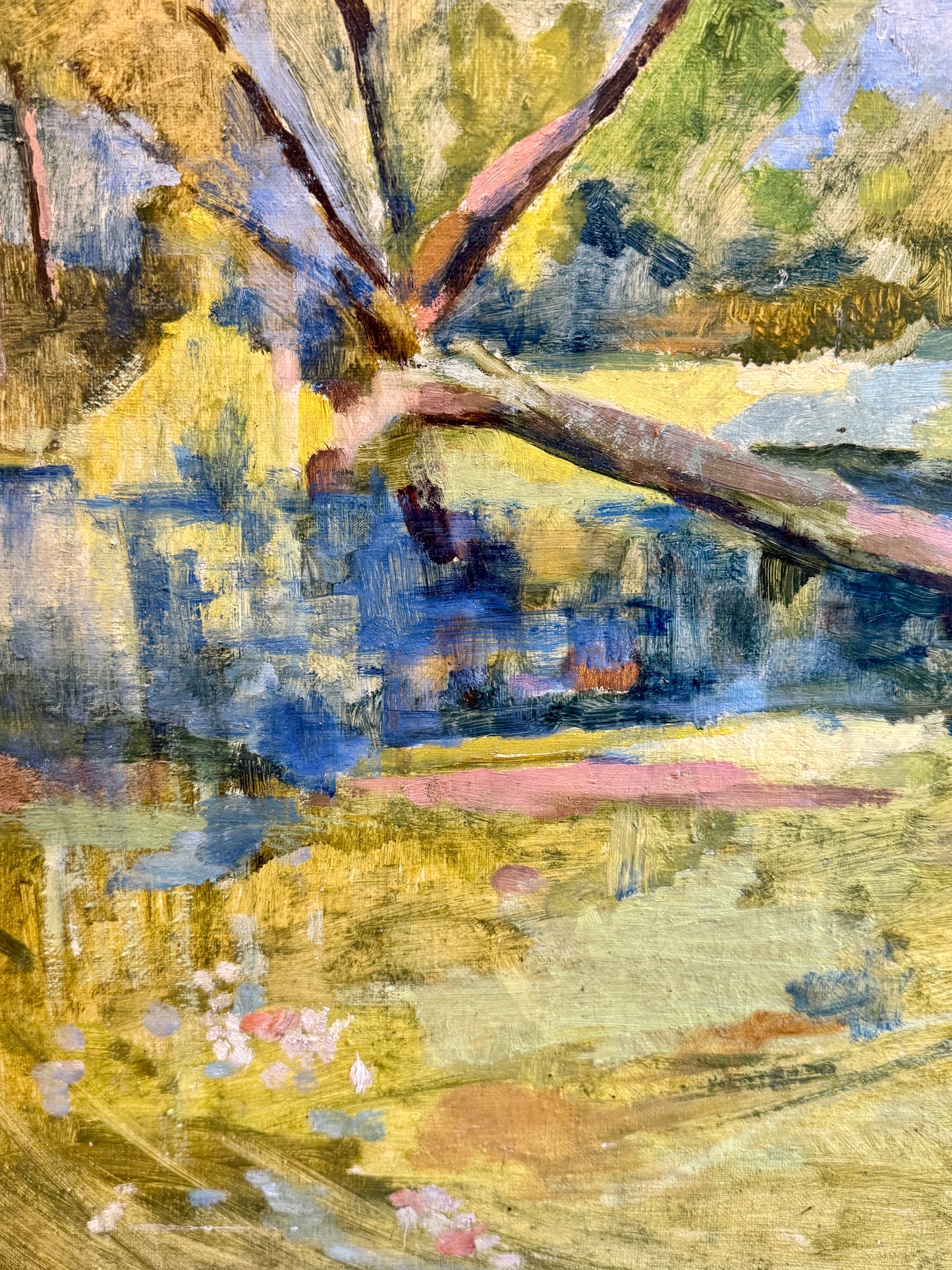Joanne Thomson Walk in the Park Landscape Oil Painting in Gold Frame