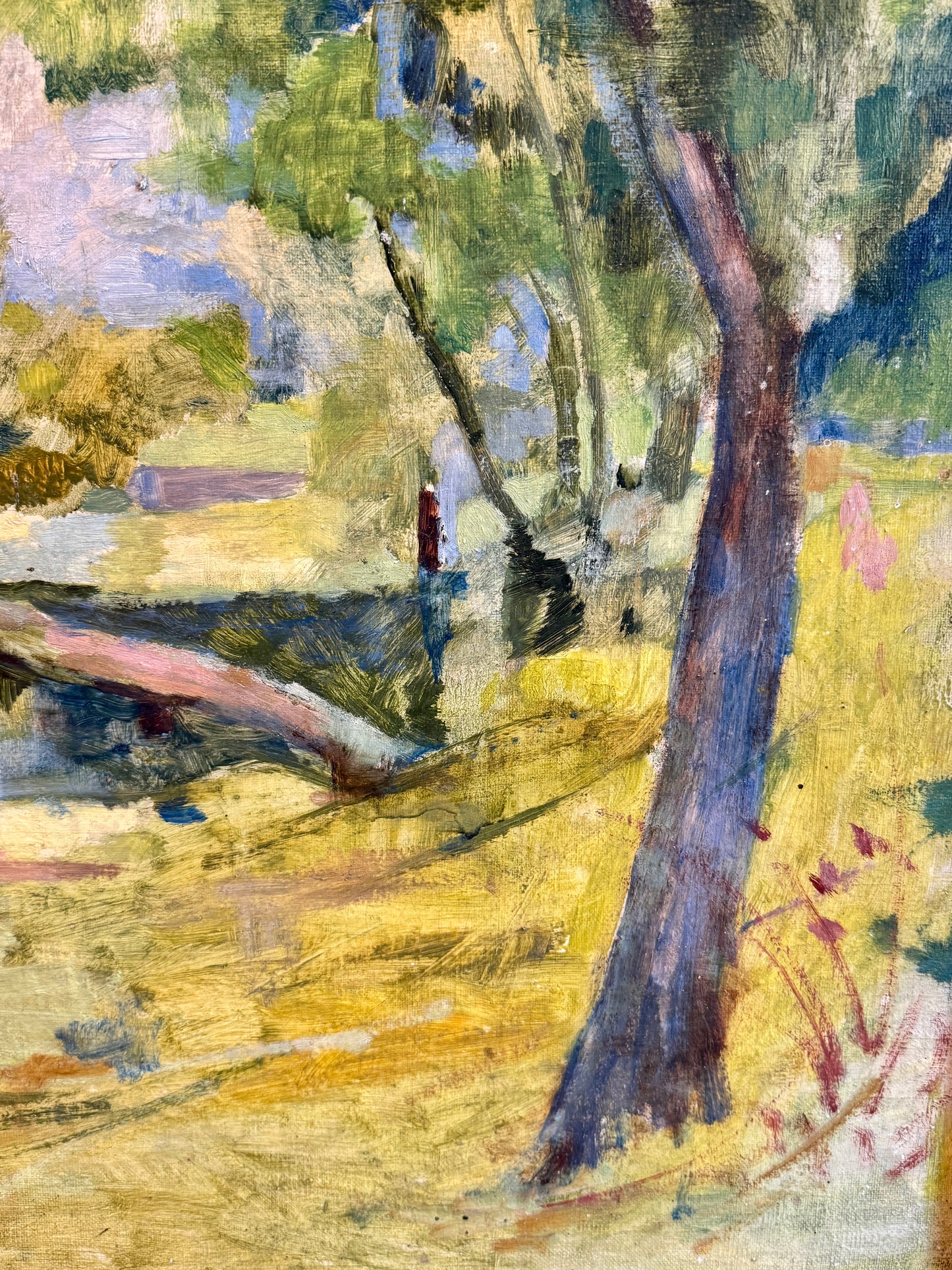Joanne Thomson Walk in the Park Landscape Oil Painting in Gold Frame