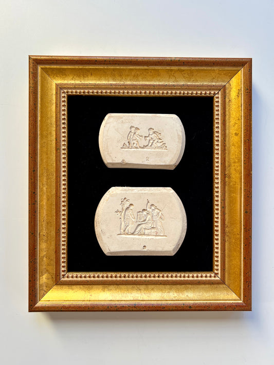 Wedgwood Antique Plaster Molds on Black Velvet in Gold Frame