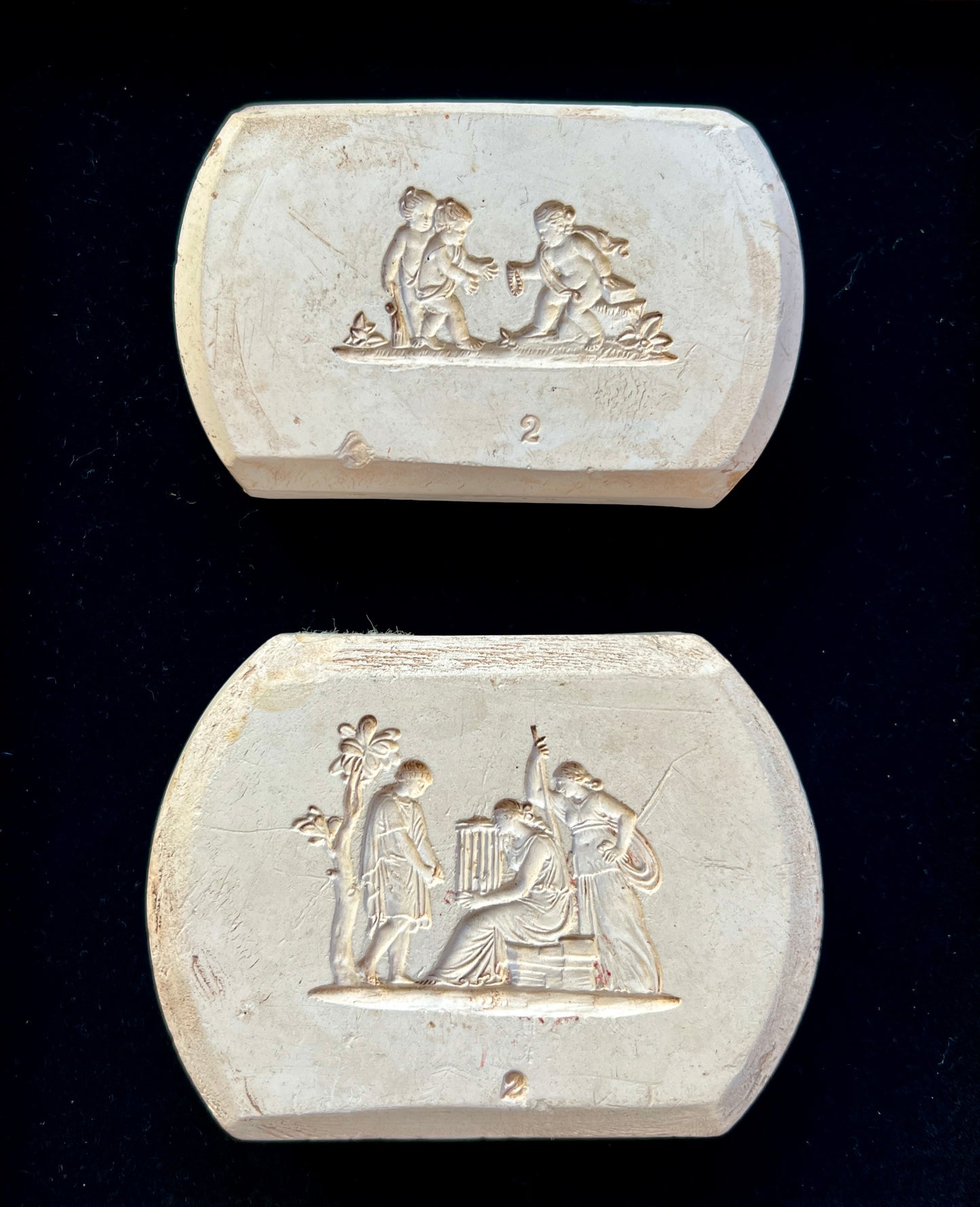 Wedgwood Antique Plaster Molds on Black Velvet in Gold Frame
