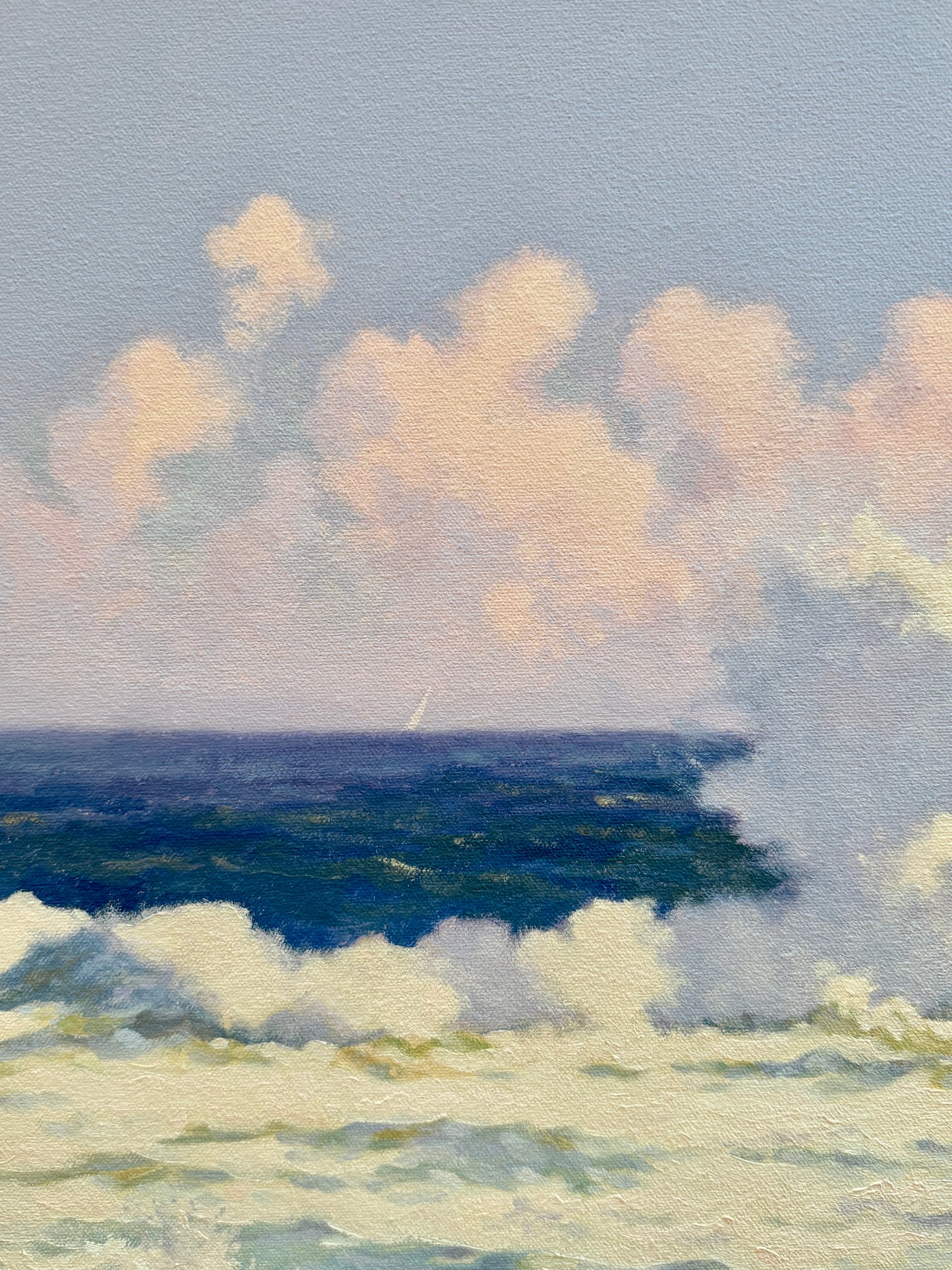 Anthony R. Thompson Surf at Monhegan (Maine) Seascape Oil Painting in Gold Frame