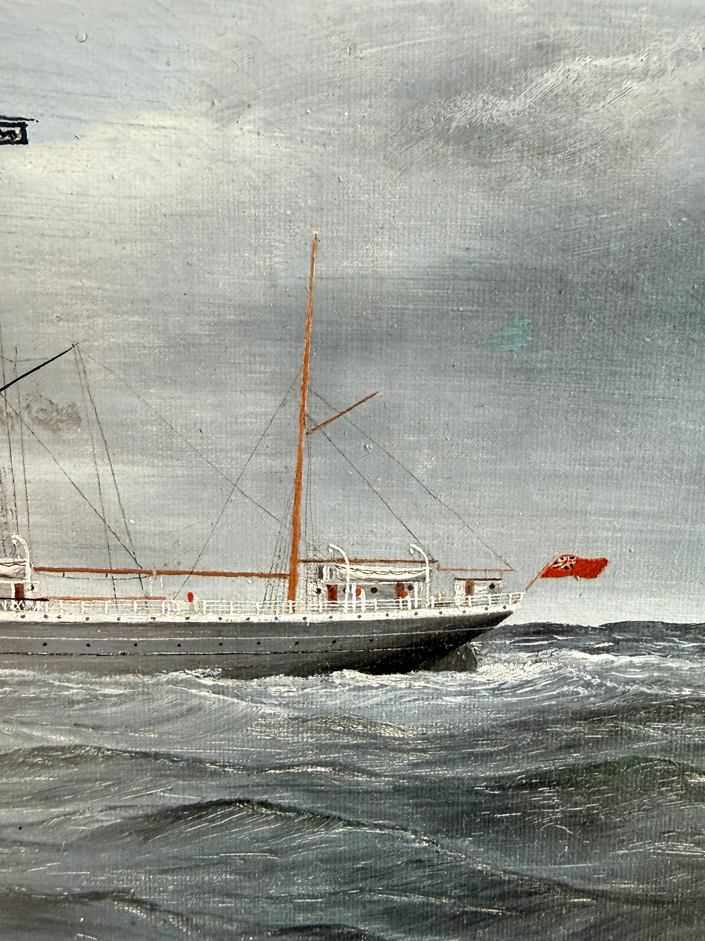 1897 W. Thomas Lake Ontario Steamship American Ship Portrait Oil Painting in Gold Frame