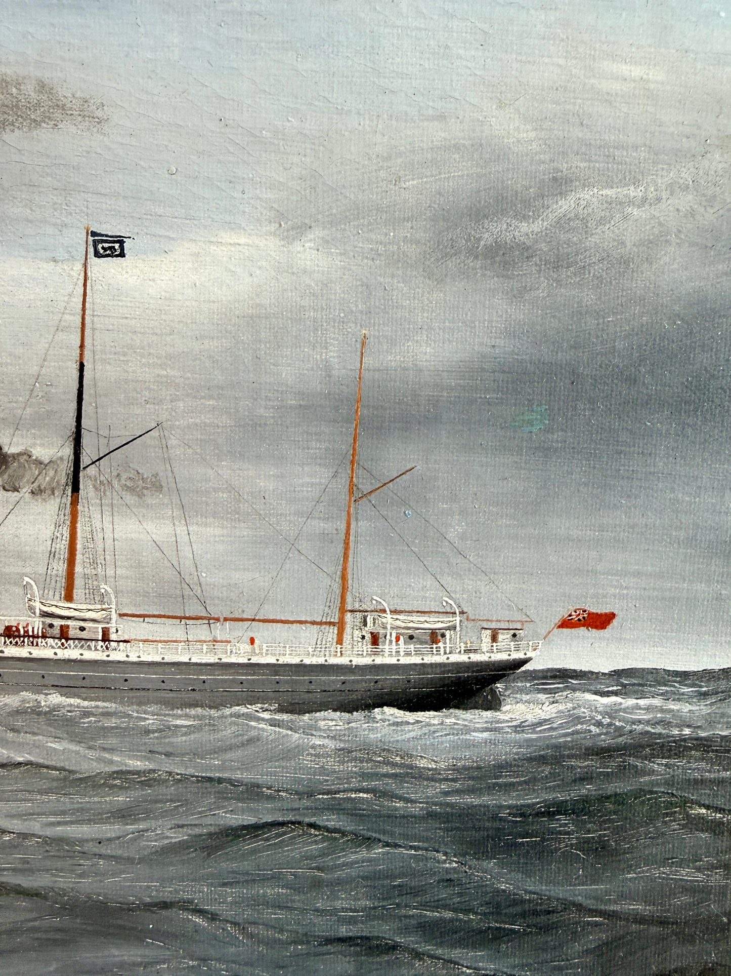 1897 W. Thomas Lake Ontario Steamship American Ship Portrait Oil Painting in Gold Frame