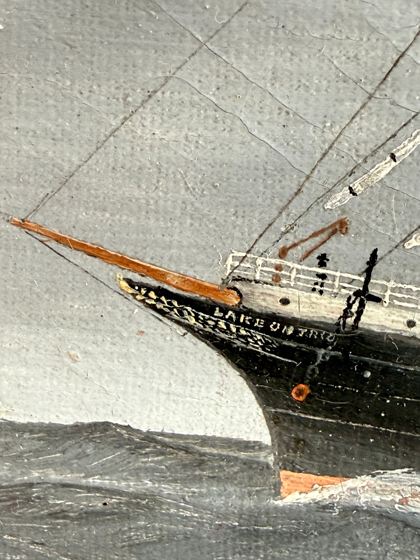 1897 W. Thomas Lake Ontario Steamship American Ship Portrait Oil Painting in Gold Frame