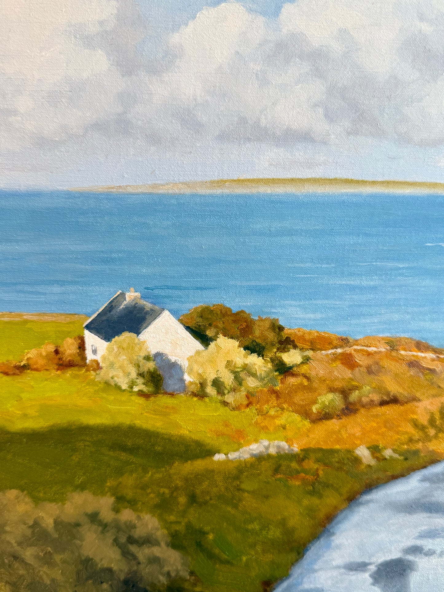 Anthony R. Thompson Seaside Cottage Coastal Landscape Oil Painting in Gold Frame