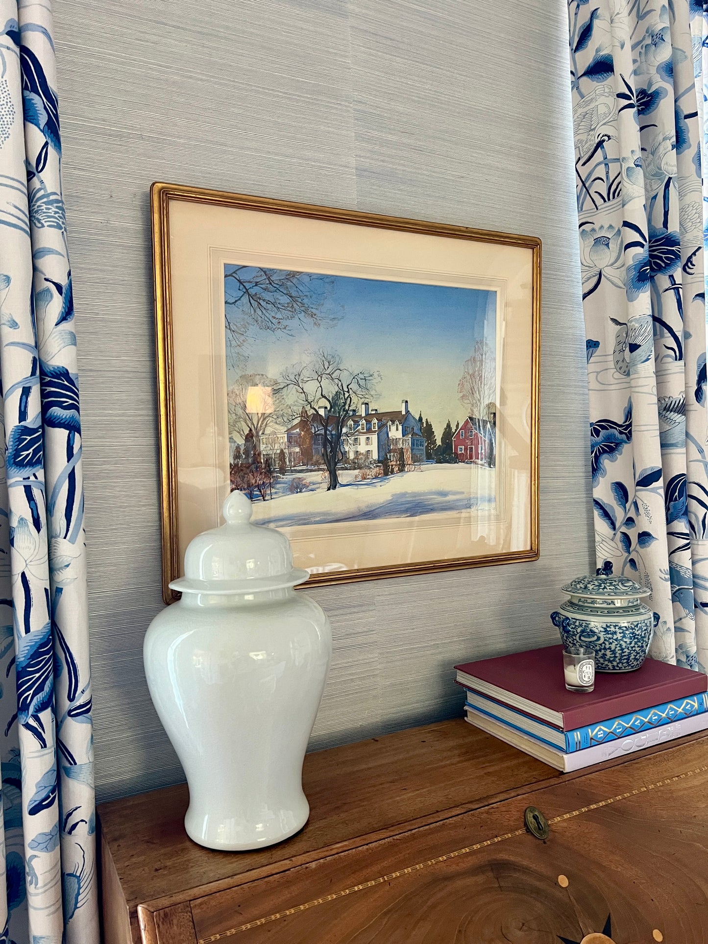 1938 Ernest Edwin Anthony (1894-1941) Watercolor Portrait of Country Home in Gold Frame