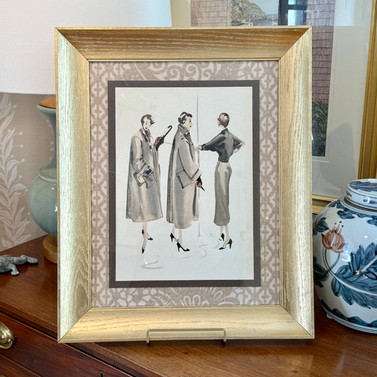 Catherine Figart Vogue Watercolor Fashion Illustration on Cowtan and Tout in Gold Frame