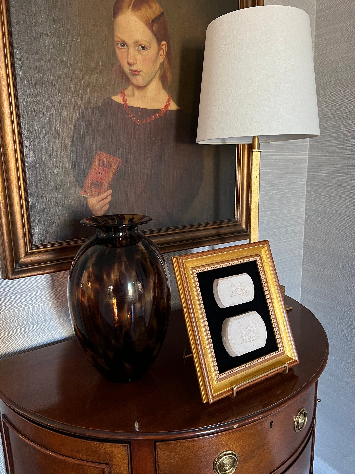 Wedgwood Antique Plaster Molds on Black Velvet in Gold Frame