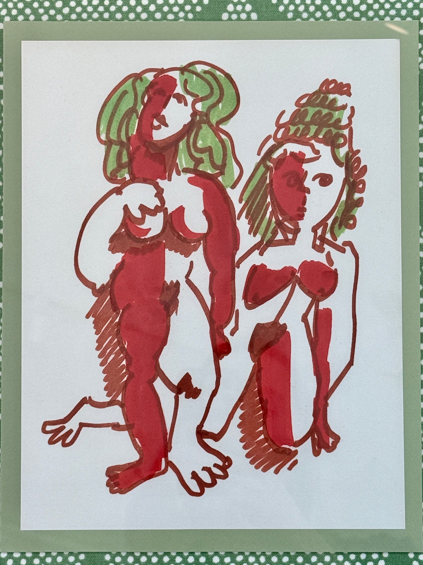 In the Manner of Pablo Picasso Mixed Media Ladies Portrait in Gold Frame