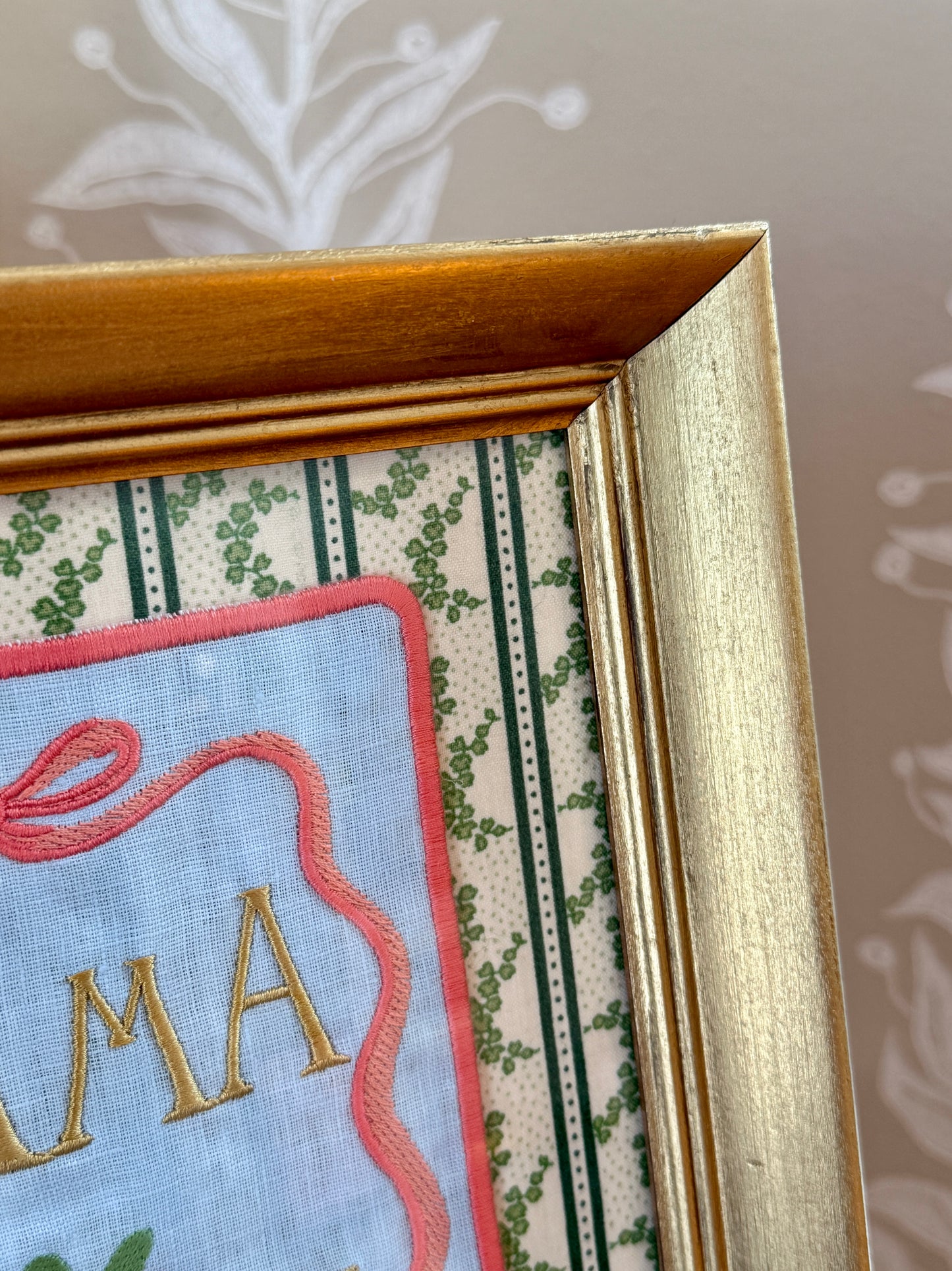 Jane Austen Novels Set of Four Emroidered Linen Books on Green Ivy Stripes in Gold Frames