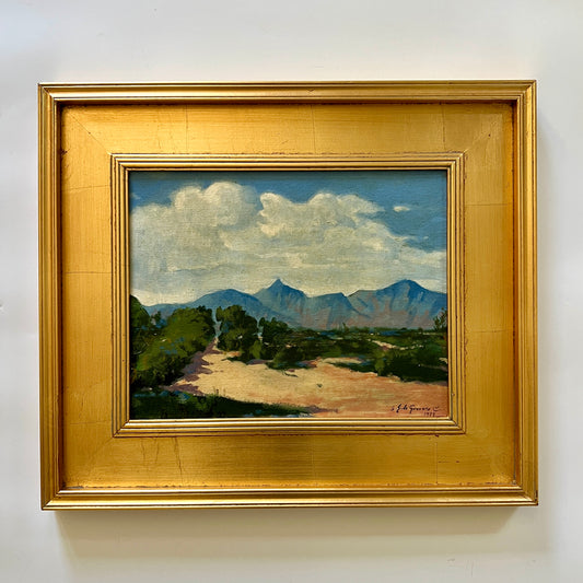 Sergio Landron de Guevara (20th c.) Mountain Landscape Oil Painting in Gold Frame