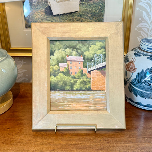 Anthony R. Thompson Delaware RIver Pennsylvania Landscape Oil Painting in Gold Frame