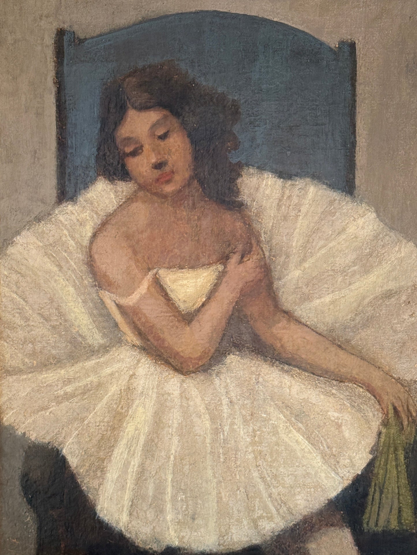 Helge Helme Portrait of a Ballerina Oil Painting in Gold Frame